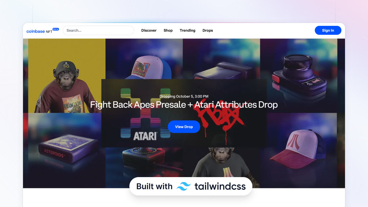 Showcase Example Coinbase Nft Tailwindcss Tailwindcss