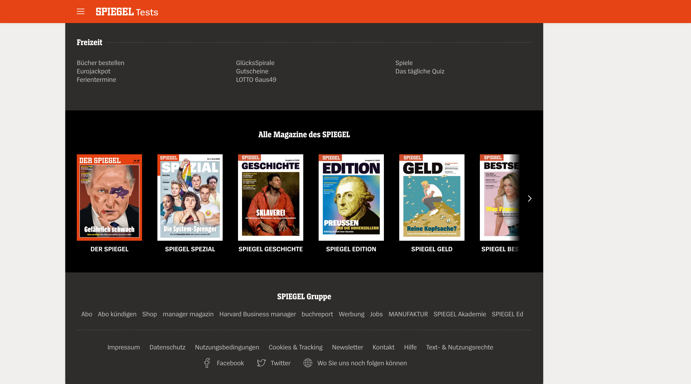Showcase Example: Der Spiegel - Tailwind CSS