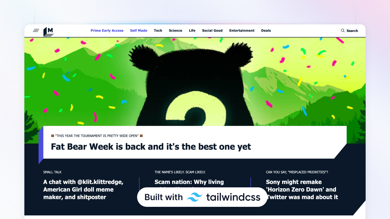 Showcase Example: Mashable - Tailwind CSS