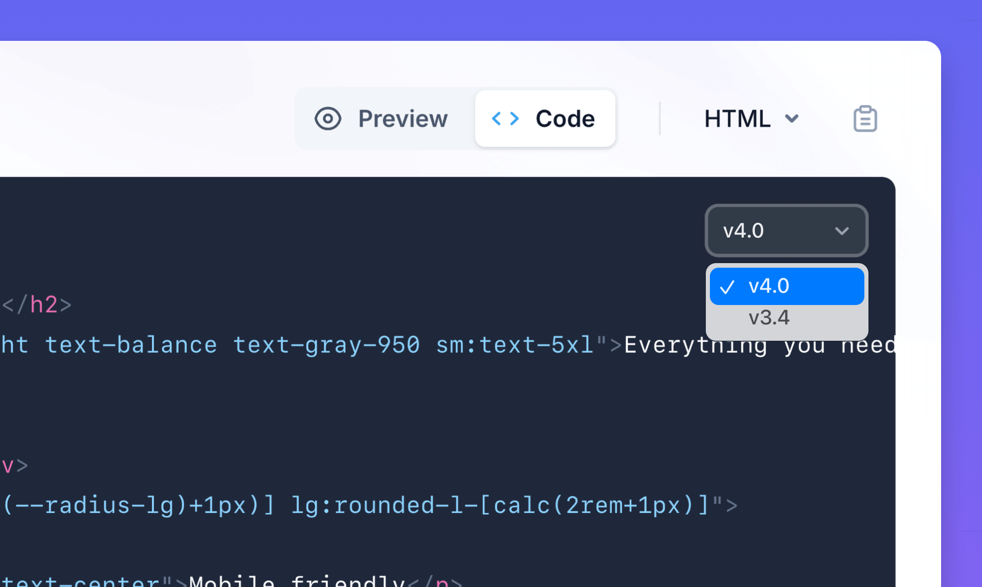 New Tailwind CSS version picker