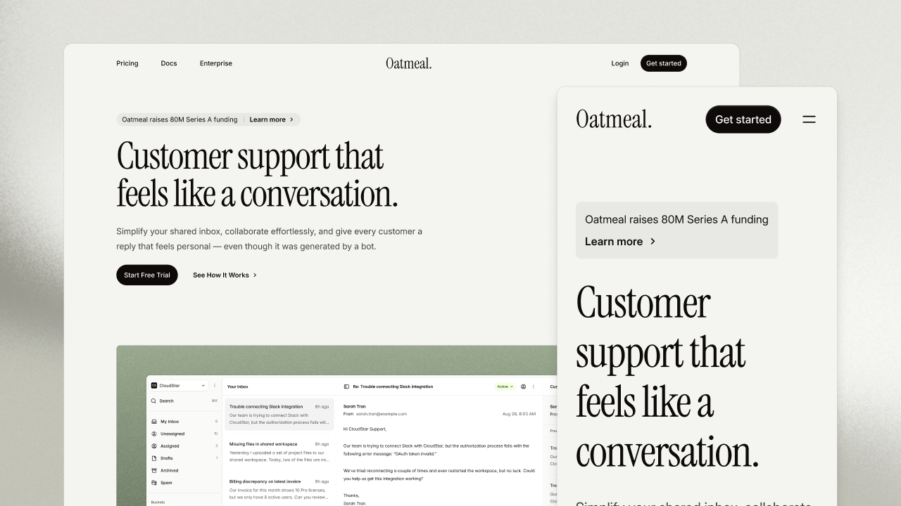 Oatmeal - Tailwind CSS SaaS Marketing Kit